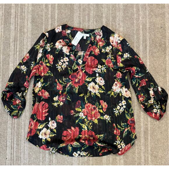 Maurice’s Tops - NWT* Maurices Womens Floral Print V-neck Blouse 3/4 Sleeve Medium